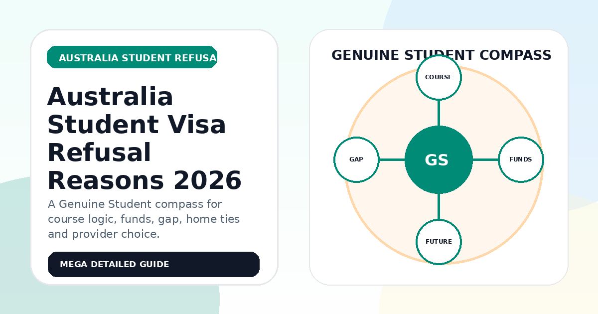 Australia Student Visa Refusal Reasons 2026: The Genuine Student Compass — visa guide cover image