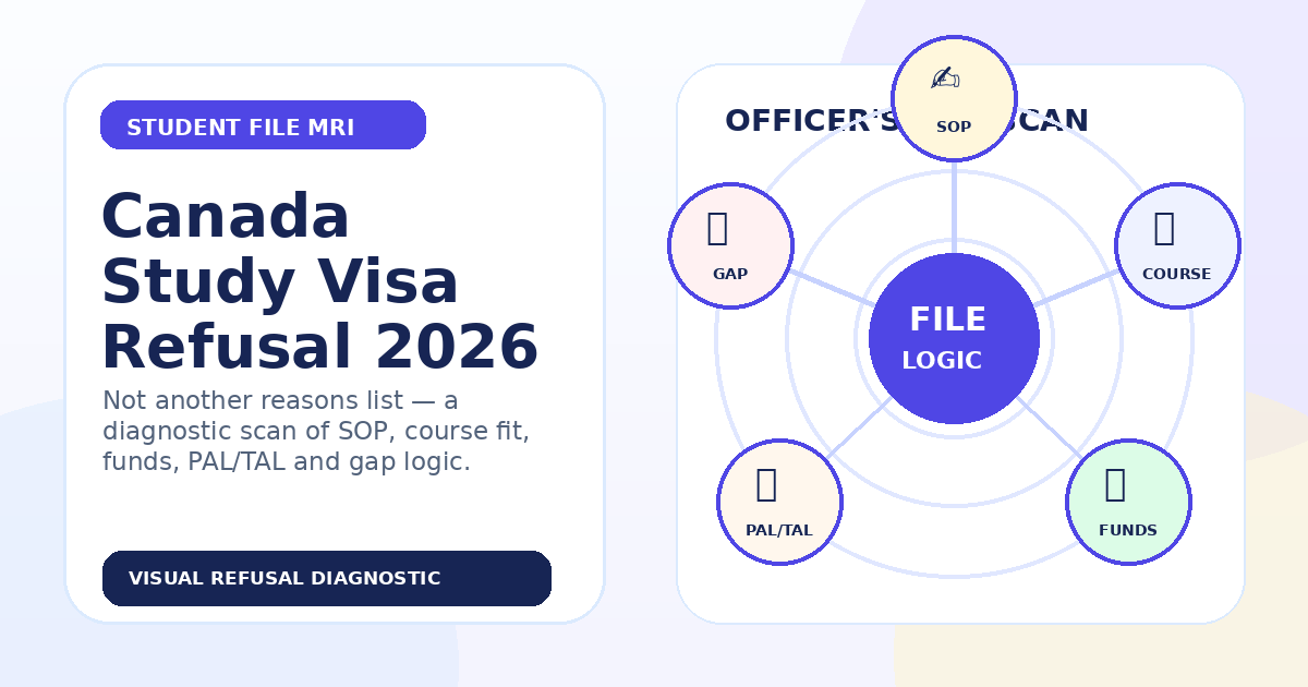 Canada Study Visa Refusal Reasons 2026: The Student File MRI — visa guide cover image
