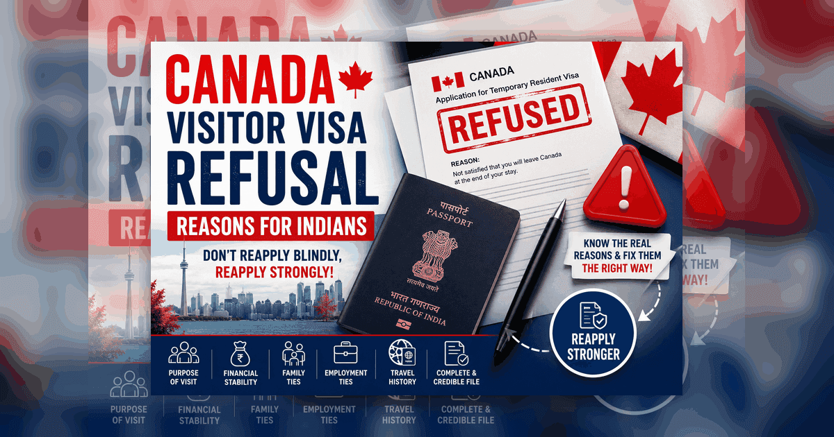 Canada Visitor Visa Refusal Reasons for Indians (2026 Reapplication Guide) — visa guide cover image