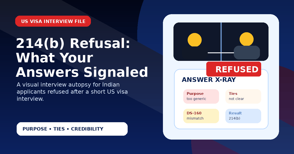 US Visa Refused Under 214(b): Interview Autopsy, Answer Signals & Reapply Strategy — visa guide cover image