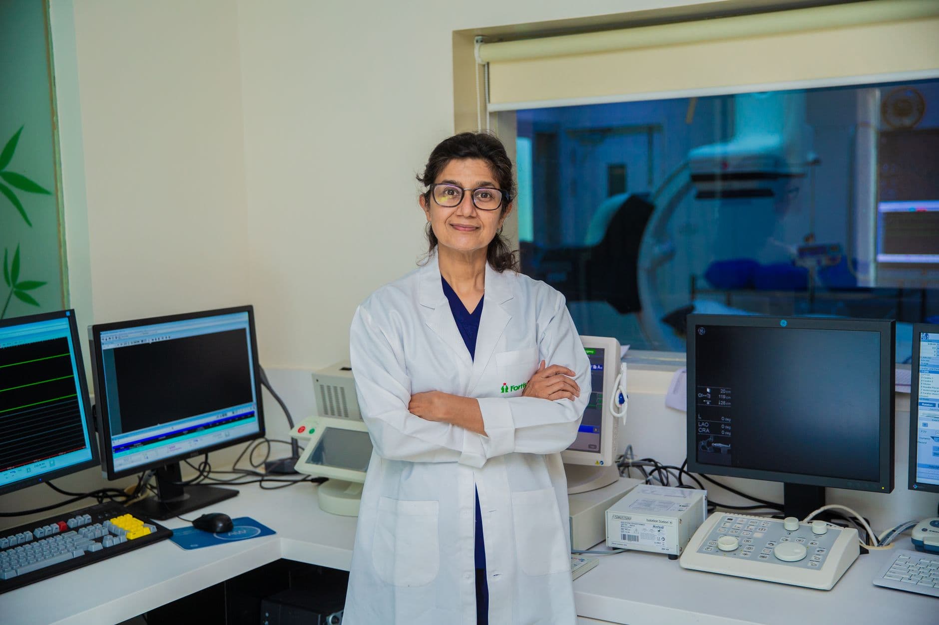 A doctor standing in a clinical setting